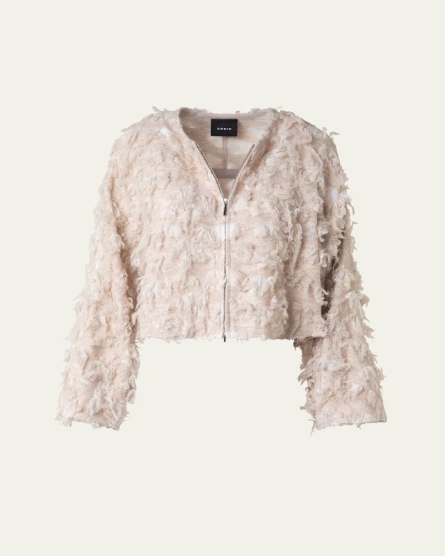 Alida Short 3D Jacquard Wool-Blend Jacket